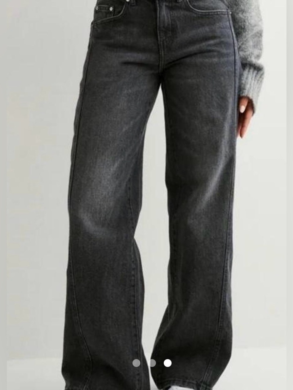 NWT Gina Tricot Perfect Jeans High-Rise Wide-Leg Jeans in Washed Charcoal